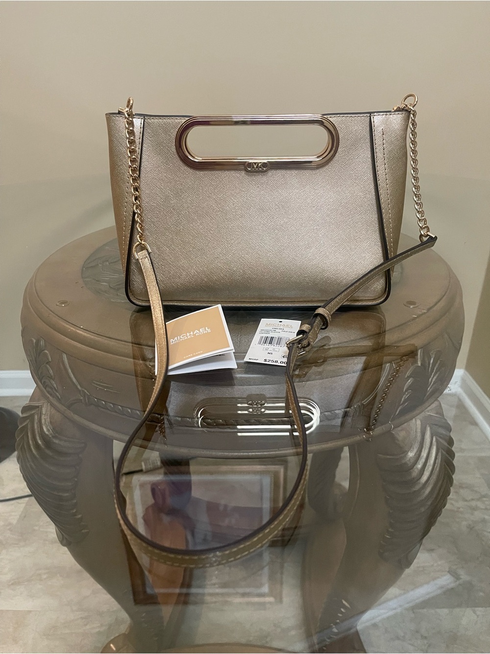 Michael Kors Metallic Gold Crossbody Bag with Chain Strap
